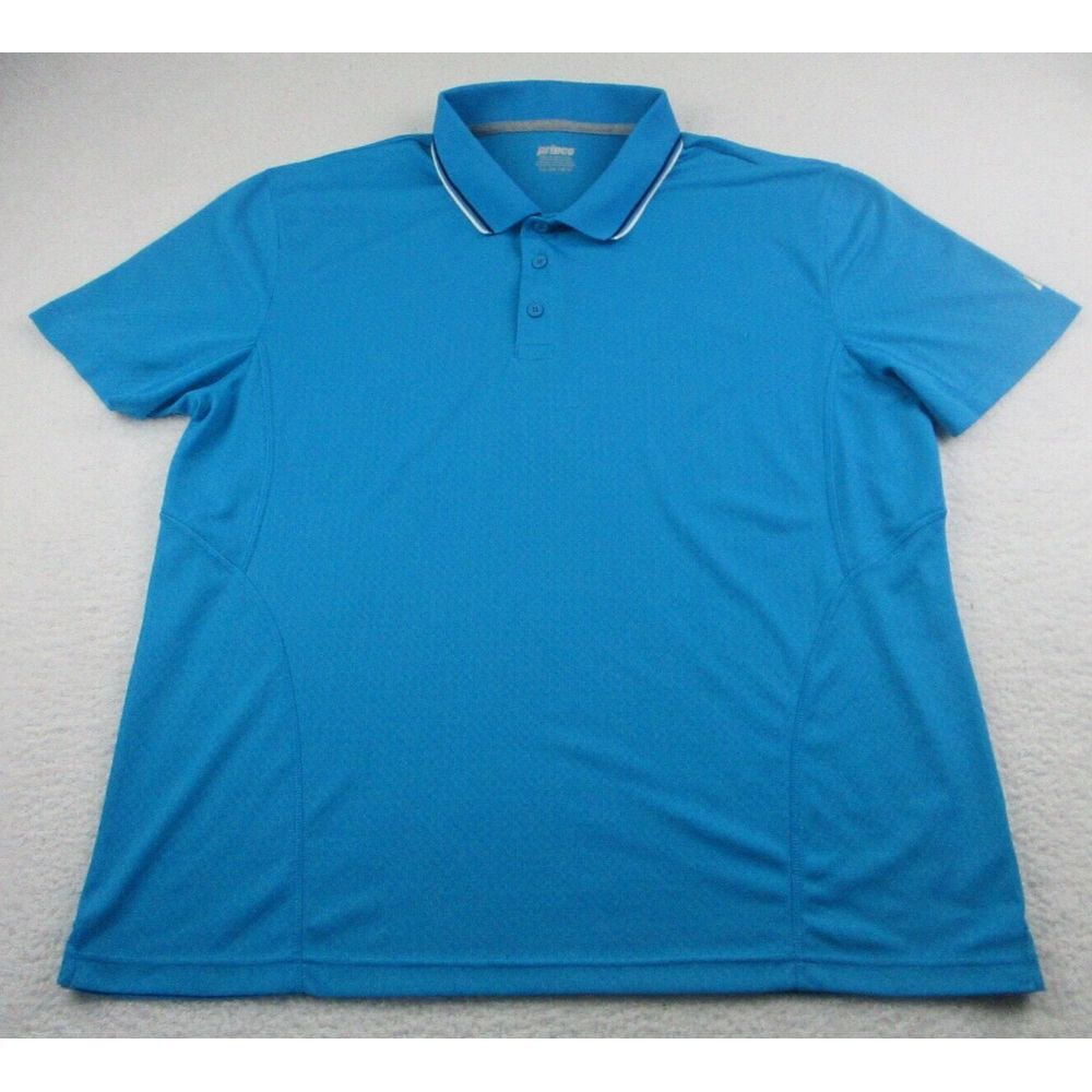 Prince Polo Shirt Mens 2XL‎ Tennis Golf Short Sleeve Blue 100% Polyester XXL